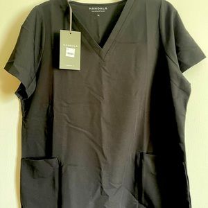 Mandala black scrub top